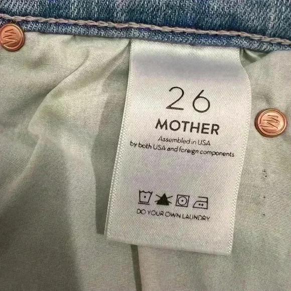 MOTHER The Stunner Zip Ankle Step Fray Jeans Rolling in the Bushes Size 26 - Picture 12 of 14